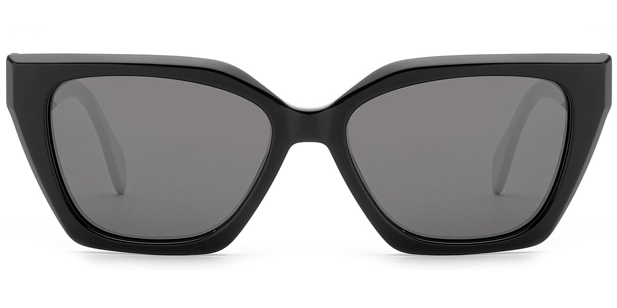 Acetate Square Sunglasses black+dark_grey_polarized