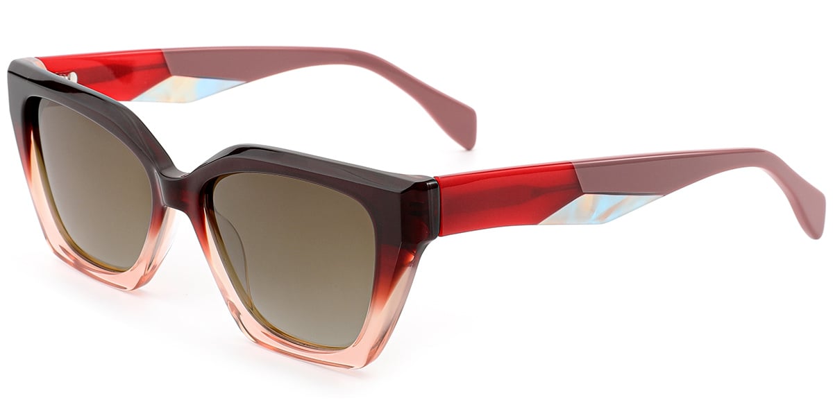 Acetate Square Sunglasses gradient_red+gradient_amber_polarized