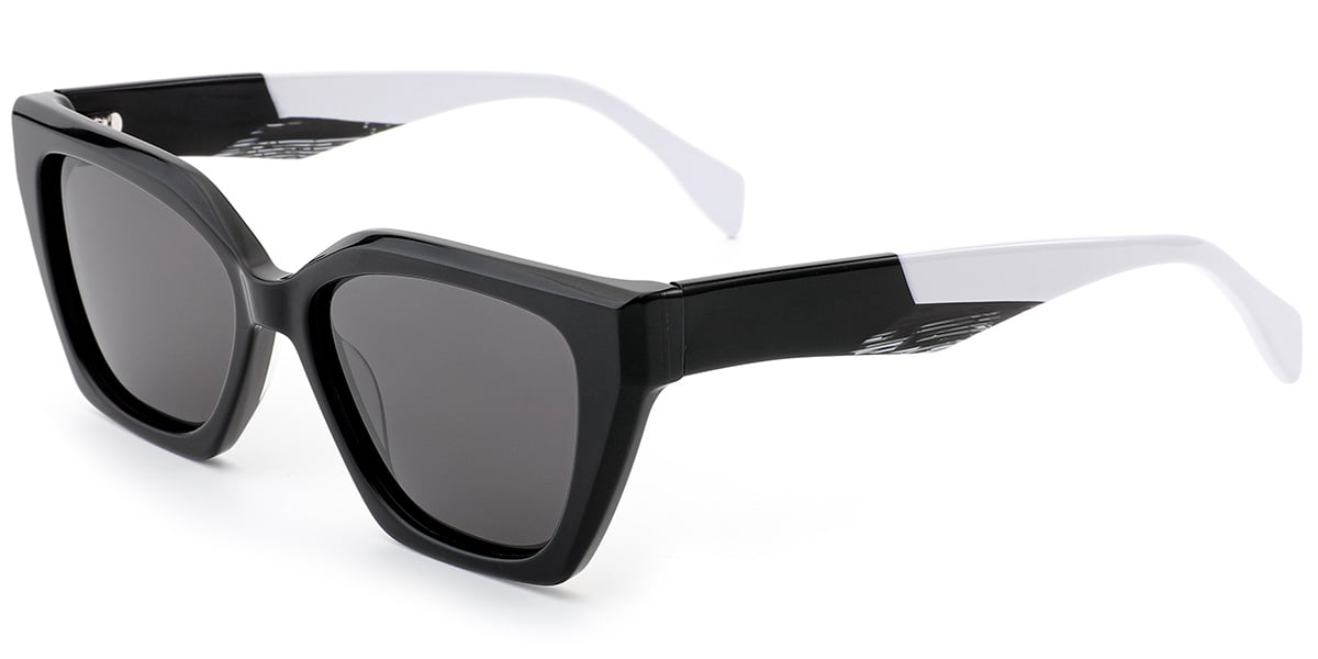 Acetate Square Sunglasses black+dark_grey_polarized