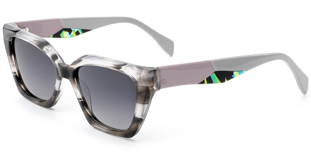 Acetate Square Sunglasses pattern-grey+gradient_grey_polarized