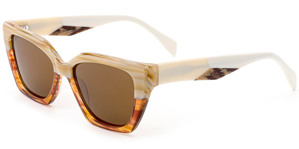 Acetate Square Sunglasses pattern-brown+amber_polarized