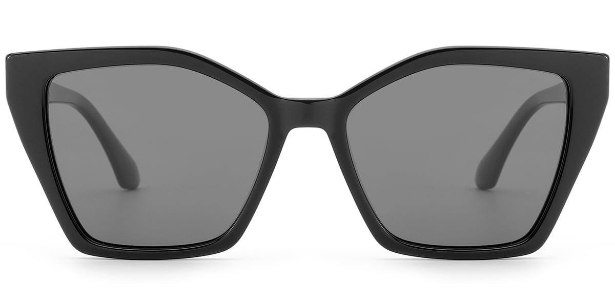 Acetate Square Sunglasses black+dark_grey_polarized