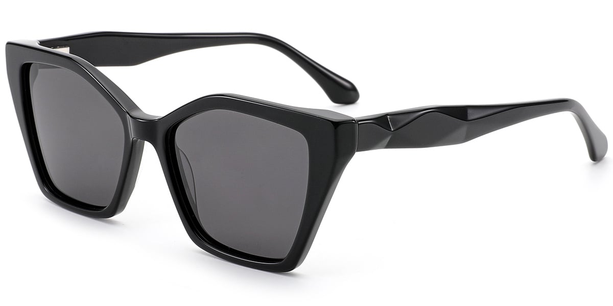 Acetate Square Sunglasses black+dark_grey_polarized