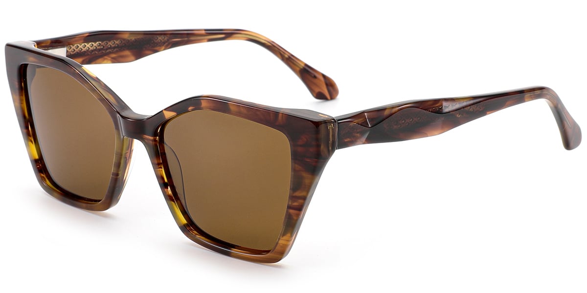 Acetate Square Sunglasses pattern-brown+amber_polarized