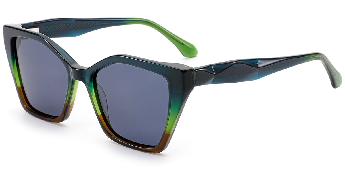 Acetate Square Sunglasses pattern-green+blue_polarized