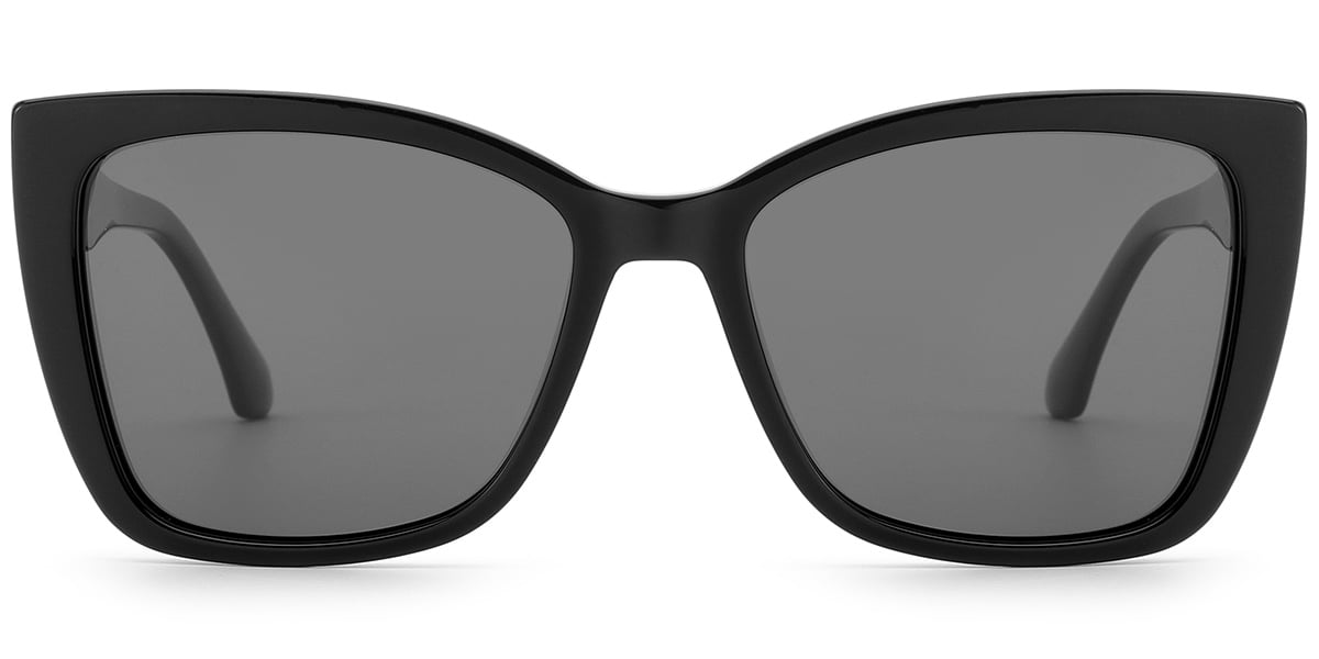 Acetate Square Sunglasses black+dark_grey_polarized