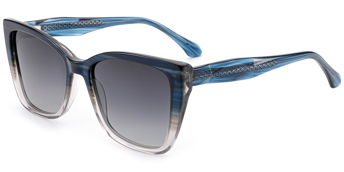 Acetate Square Sunglasses pattern-blue+gradient_grey_polarized