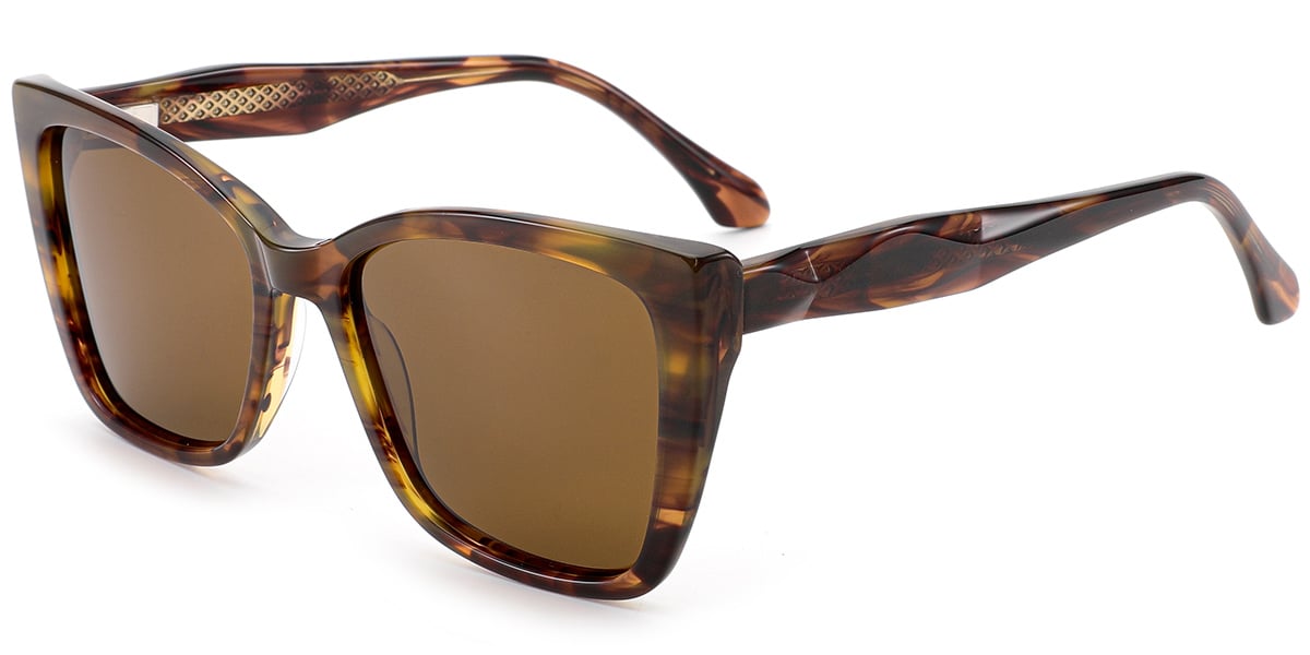 Acetate Square Sunglasses pattern-brown+amber_polarized