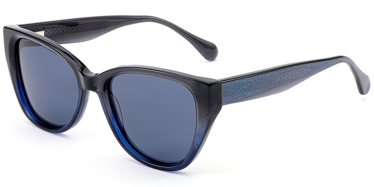 Acetate Geometric Sunglasses gradient_grey+blue_polarized