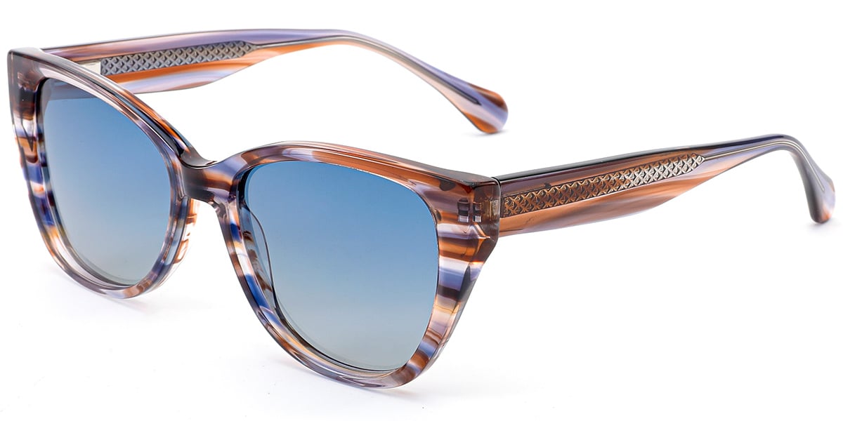 Acetate Geometric Sunglasses pattern-purple+gradient_blue_polarized