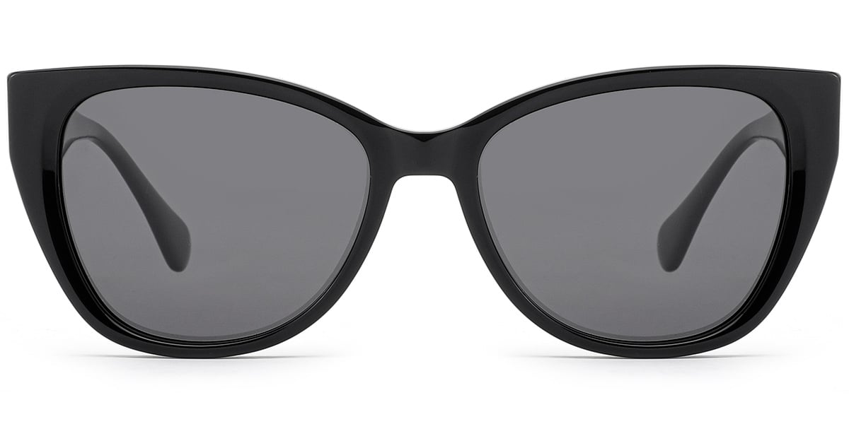 Acetate Geometric Sunglasses black+dark_grey_polarized