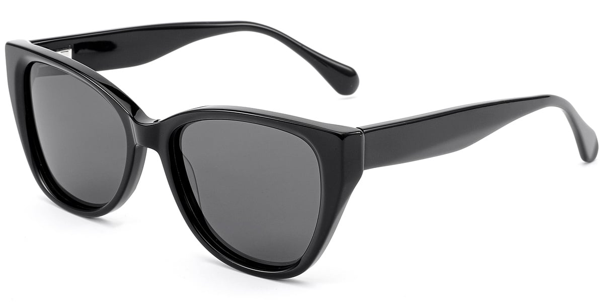 Acetate Geometric Sunglasses black+dark_grey_polarized