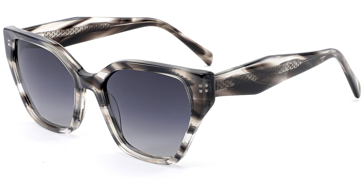 Acetate Geometric Sunglasses pattern-grey+gradient_grey_polarized