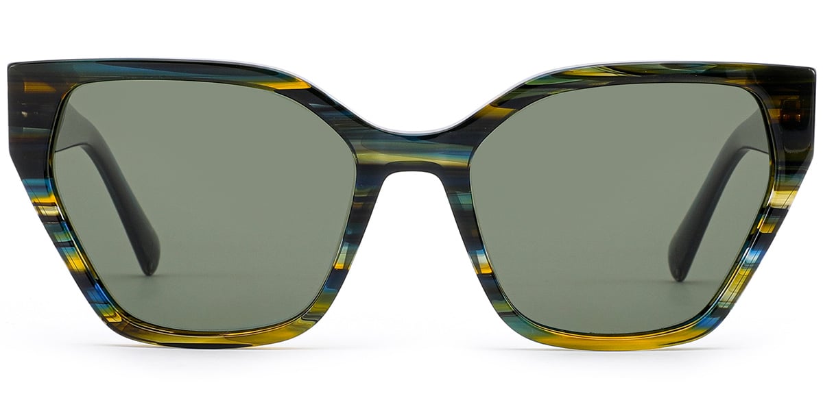 Acetate Geometric Sunglasses pattern-green+green_polarized