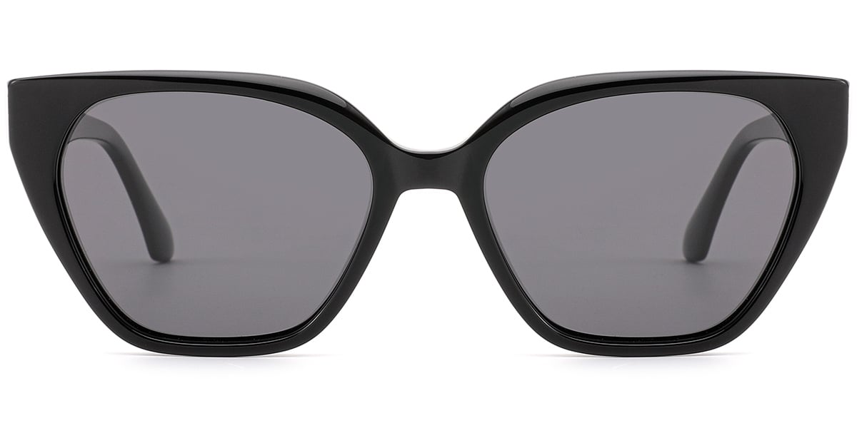 Acetate Square Sunglasses black+dark_grey_polarized