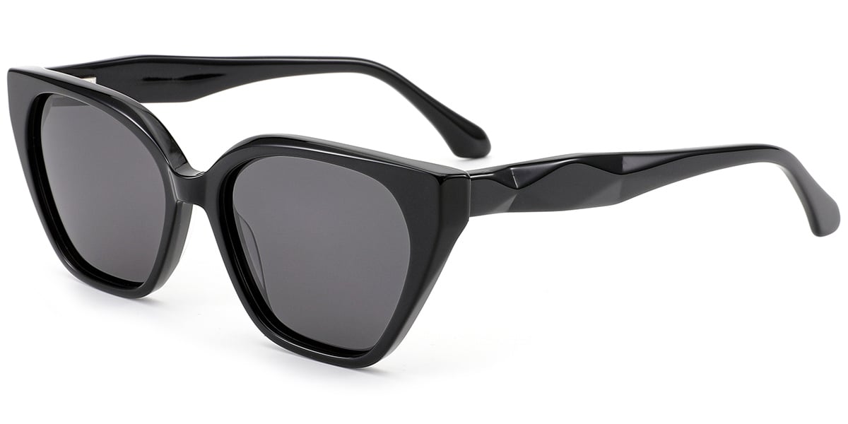 Acetate Square Sunglasses black+dark_grey_polarized