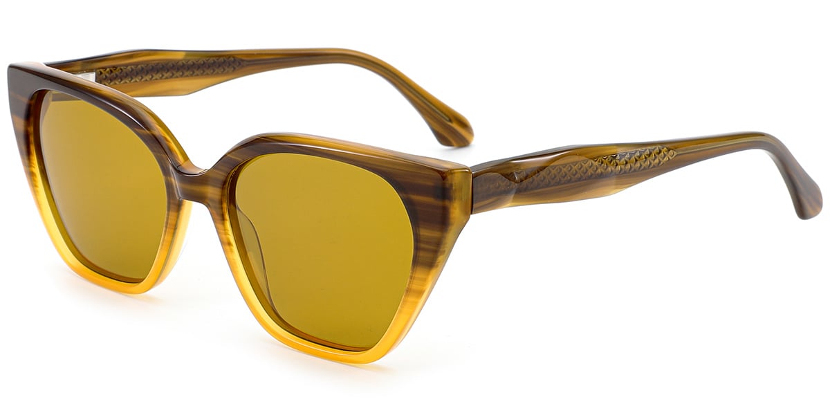 Acetate Square Sunglasses pattern-brown+amber_polarized