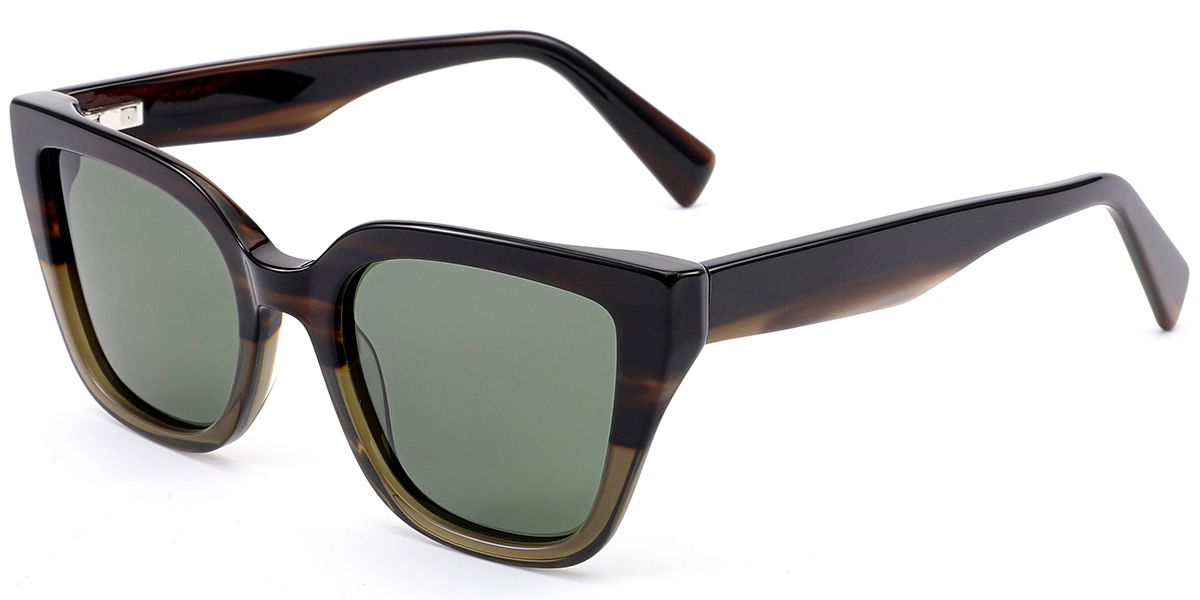 Acetate Square Sunglasses pattern-green+green_polarized