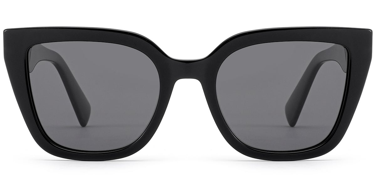Acetate Square Sunglasses black+dark_grey_polarized