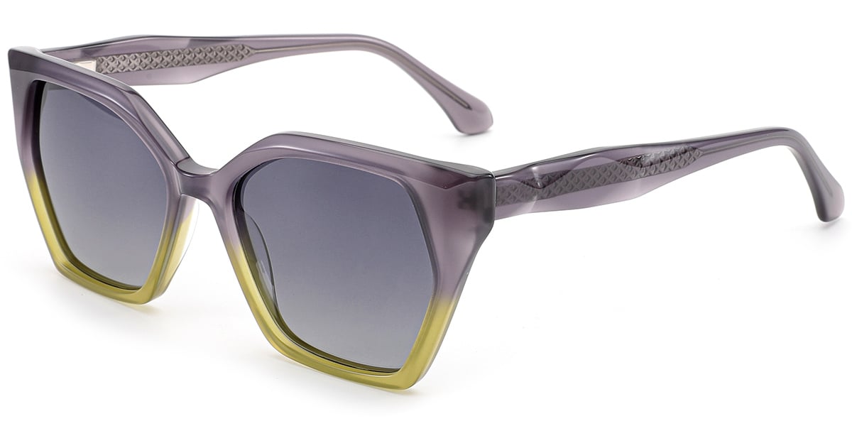 Acetate Geometric Sunglasses pattern-grey+gradient_grey_polarized