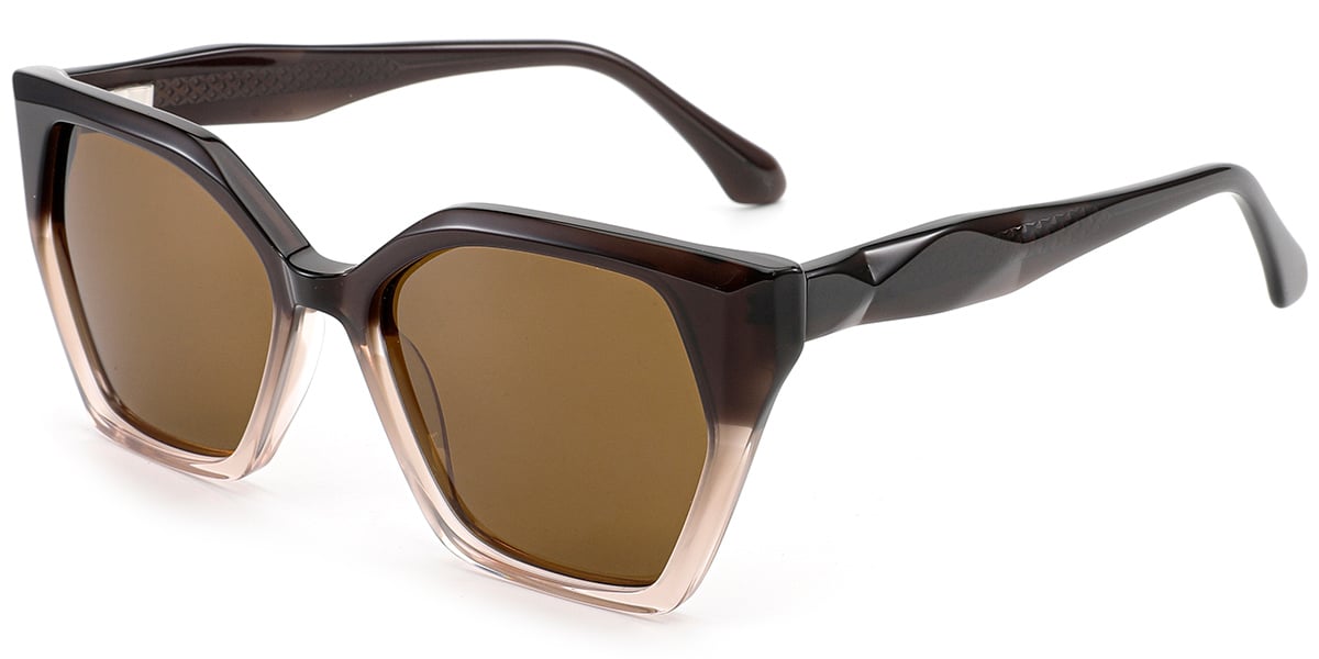 Acetate Geometric Sunglasses pattern-brown+amber_polarized