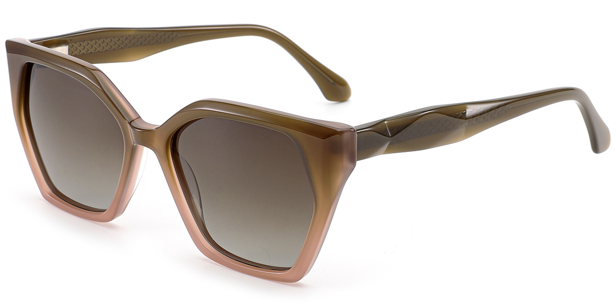 Acetate Geometric Sunglasses gradient_brown+gradient_amber_polarized