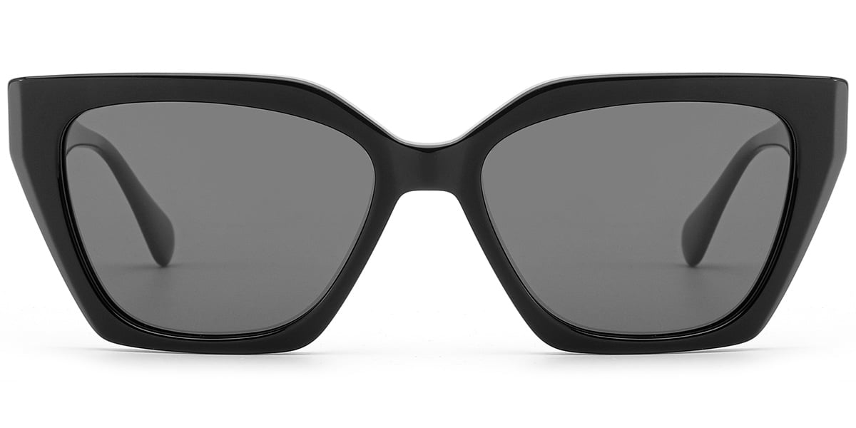 Acetate Square Sunglasses black+dark_grey_polarized