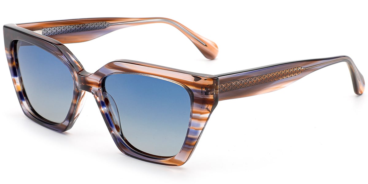 Acetate Square Sunglasses pattern-purple+gradient_blue_polarized