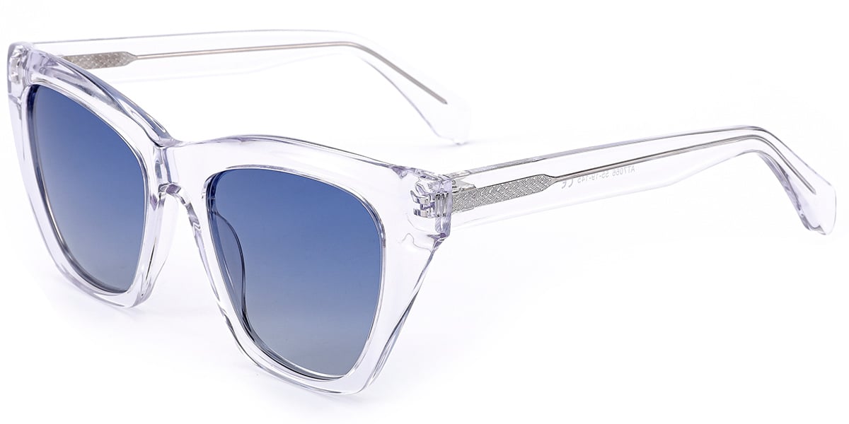 Acetate Square Sunglasses translucent+gradient_blue_polarized