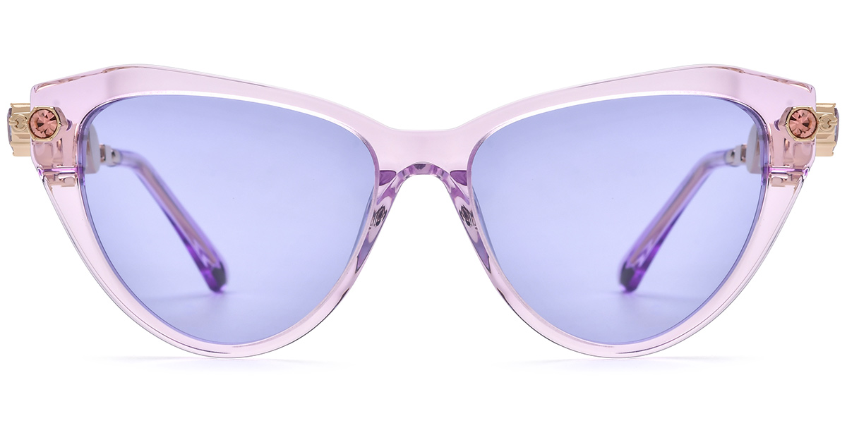 Acetate Cat Eye Sunglasses translucent-purple+purple_polarized