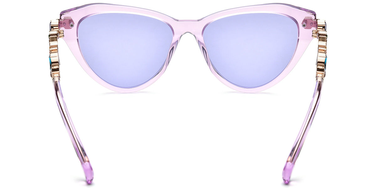 Acetate Cat Eye Sunglasses translucent-purple+purple_polarized
