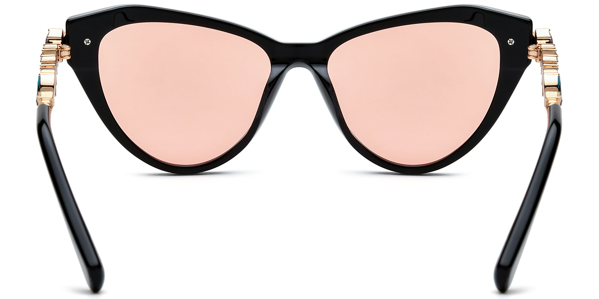 Acetate Cat Eye Sunglasses black+rose_polarized