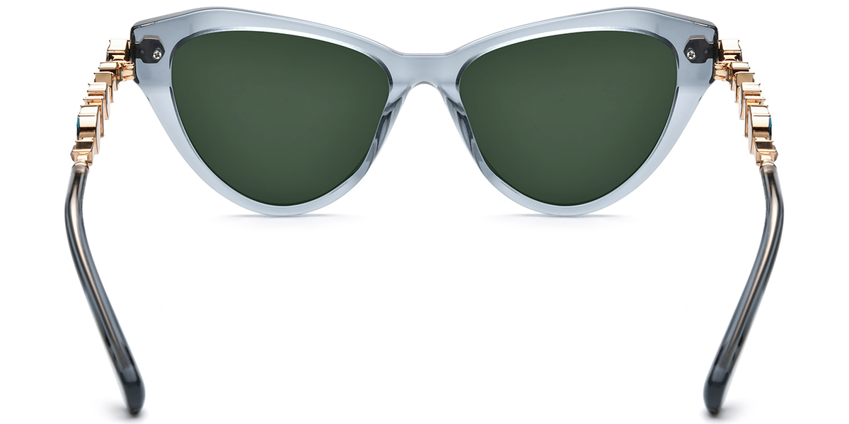 Acetate Cat Eye Sunglasses translucent-grey+dark_green_polarized