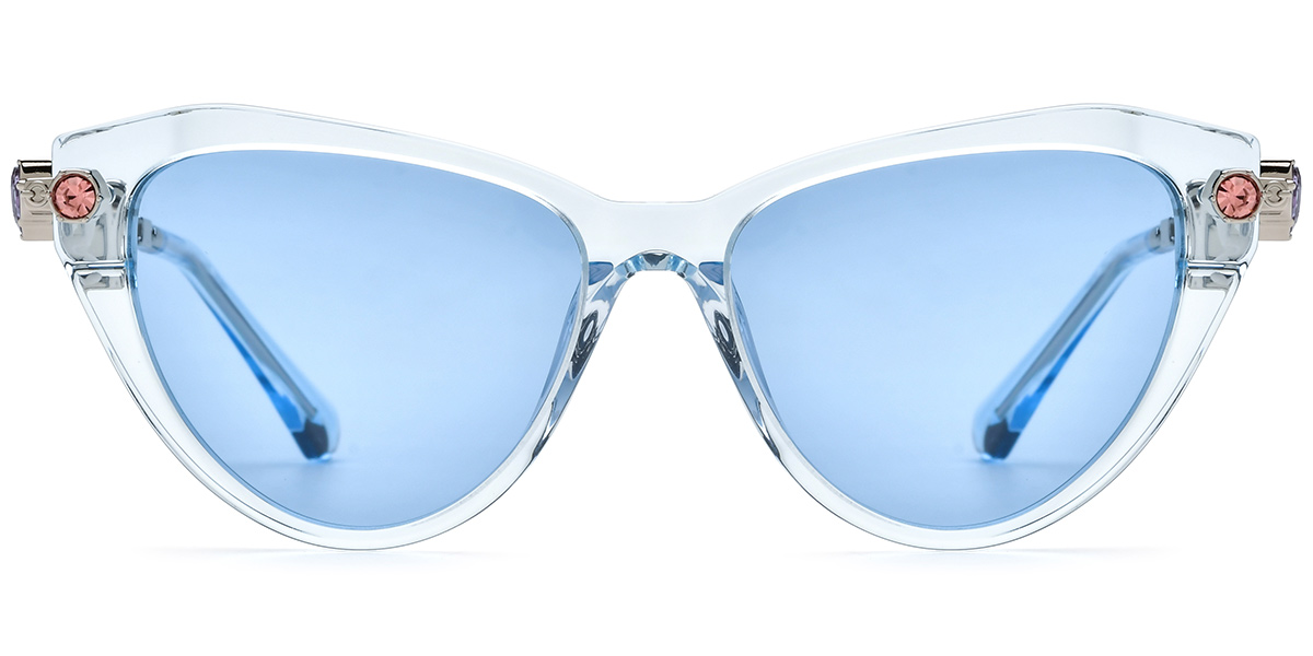 Acetate Cat Eye Sunglasses translucent-blue+blue_polarized