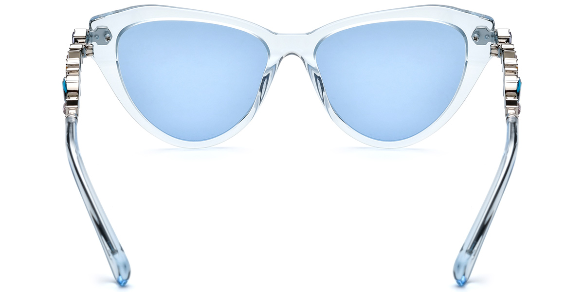 Acetate Cat Eye Sunglasses translucent-blue+blue_polarized